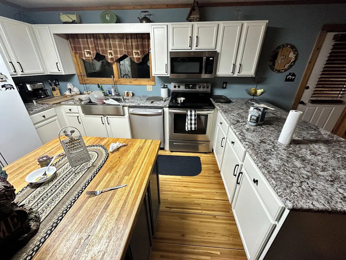 The kitchen, outfitted to cook for a full house